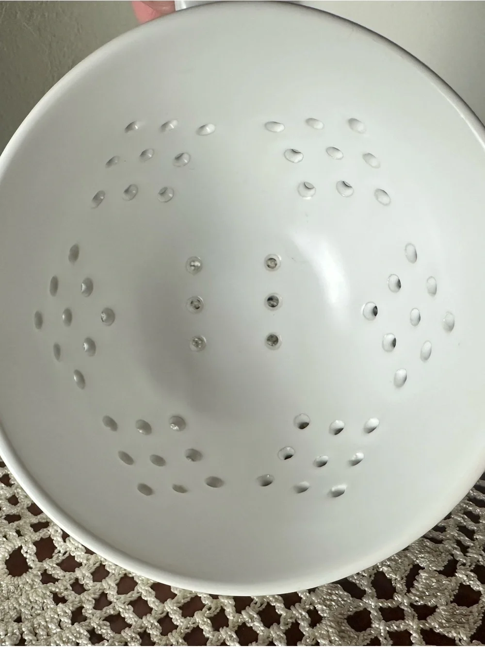 Crate&Barrel White Ceramic Colander with Side Handle